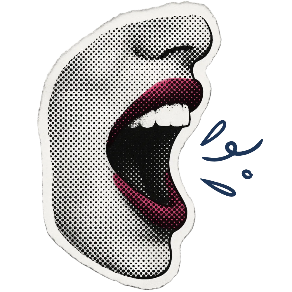 Pop-art illustration of a shouting mouth