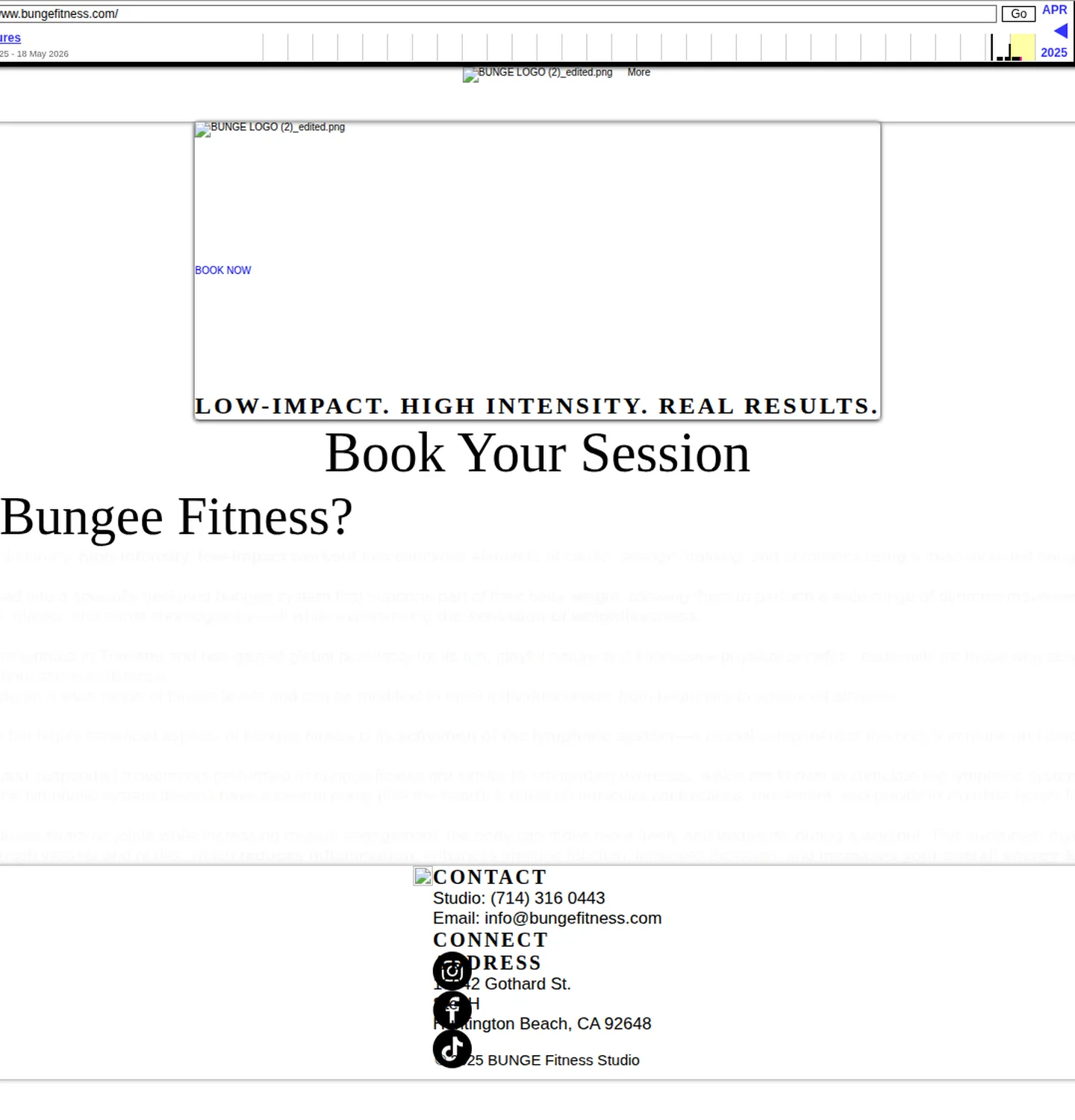 Before: Compare the original website with the new BUNGE Fitness website.