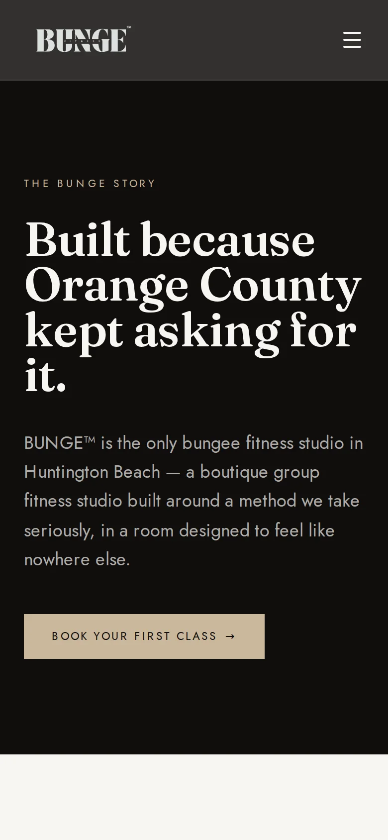 BUNGE Fitness mobile about page