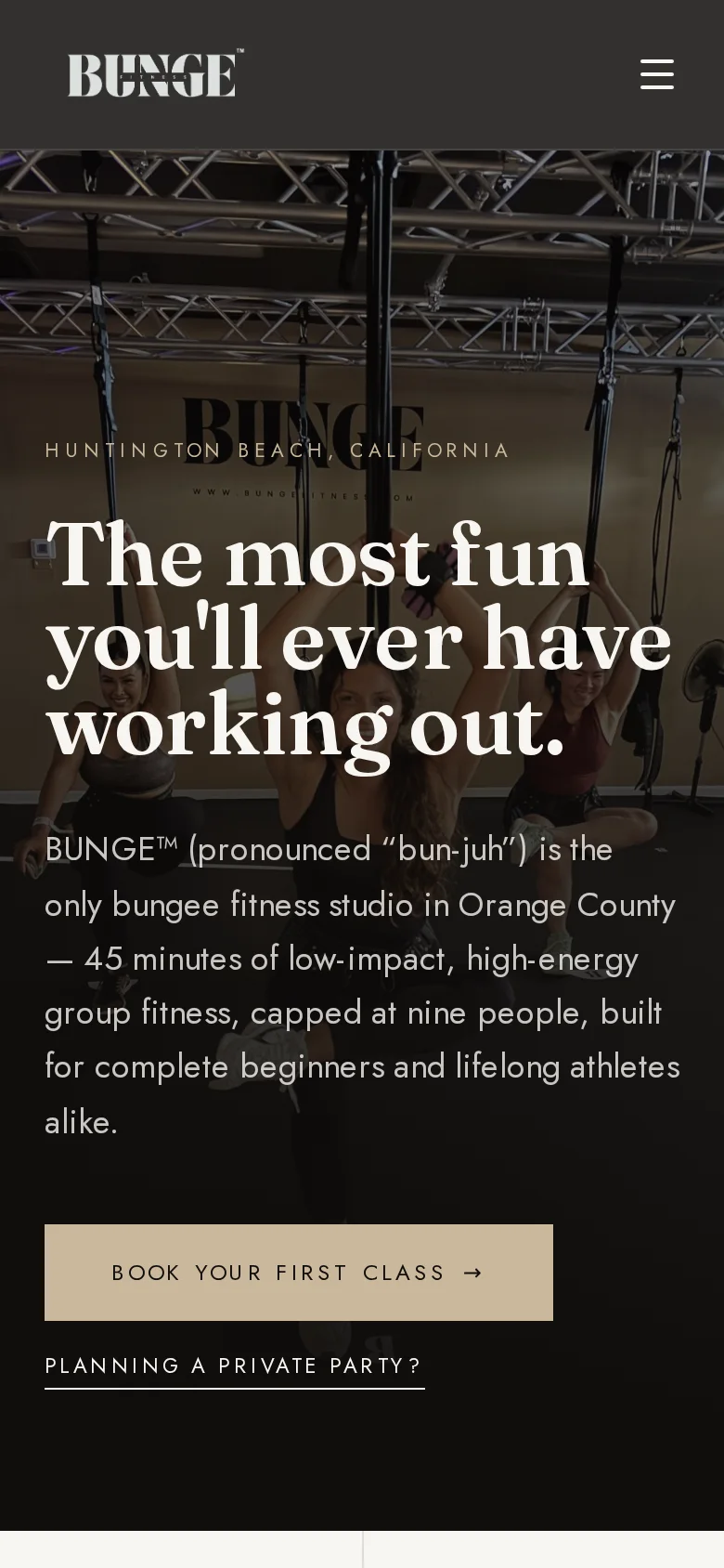BUNGE Fitness mobile homepage
