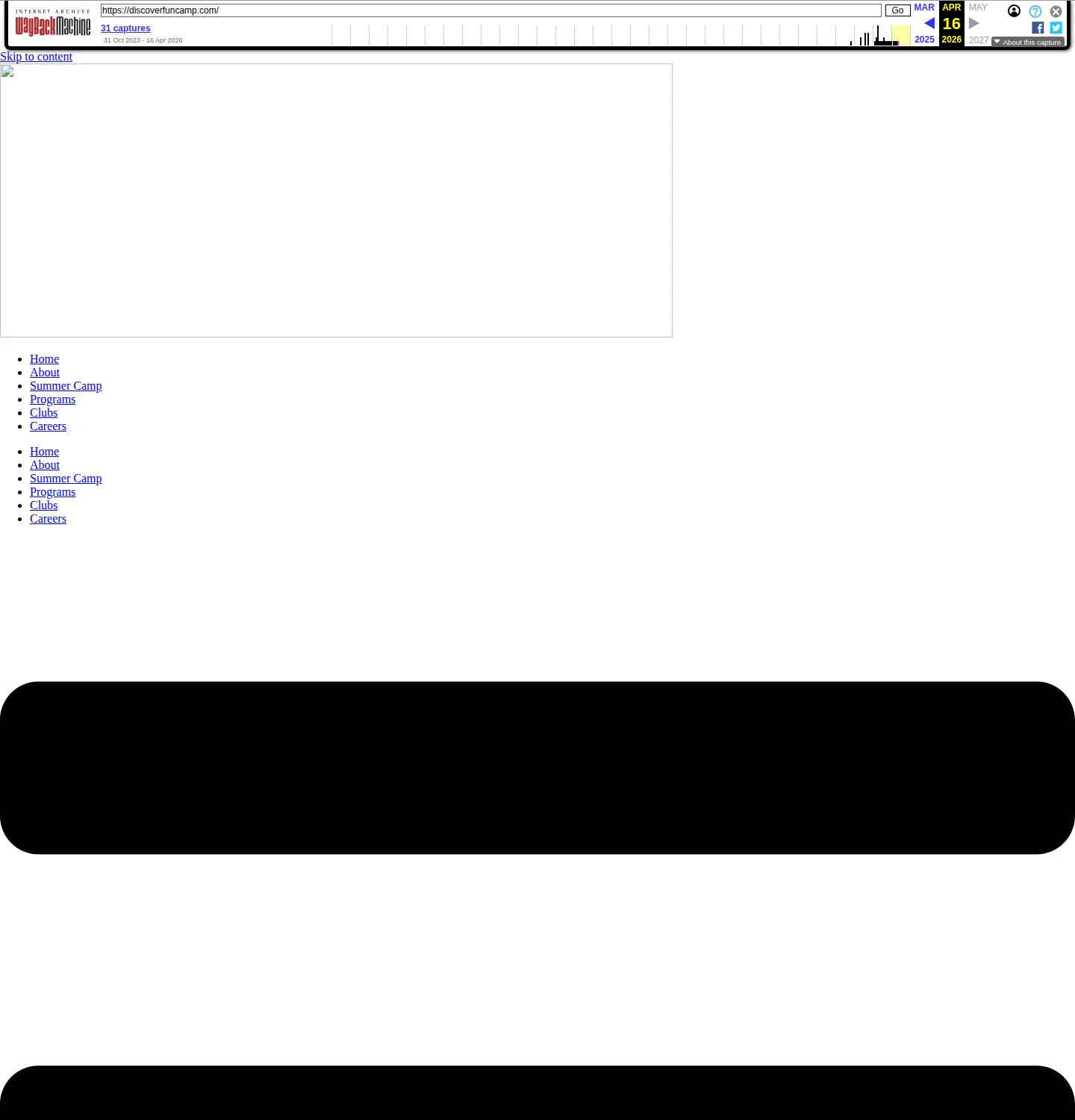 Before: Compare the original website with the new Discover Fun Camp website.