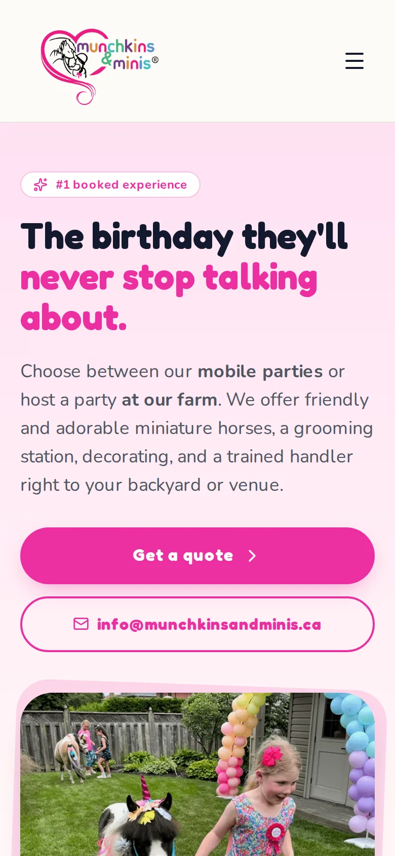 Munchkins & Minis mobile services page