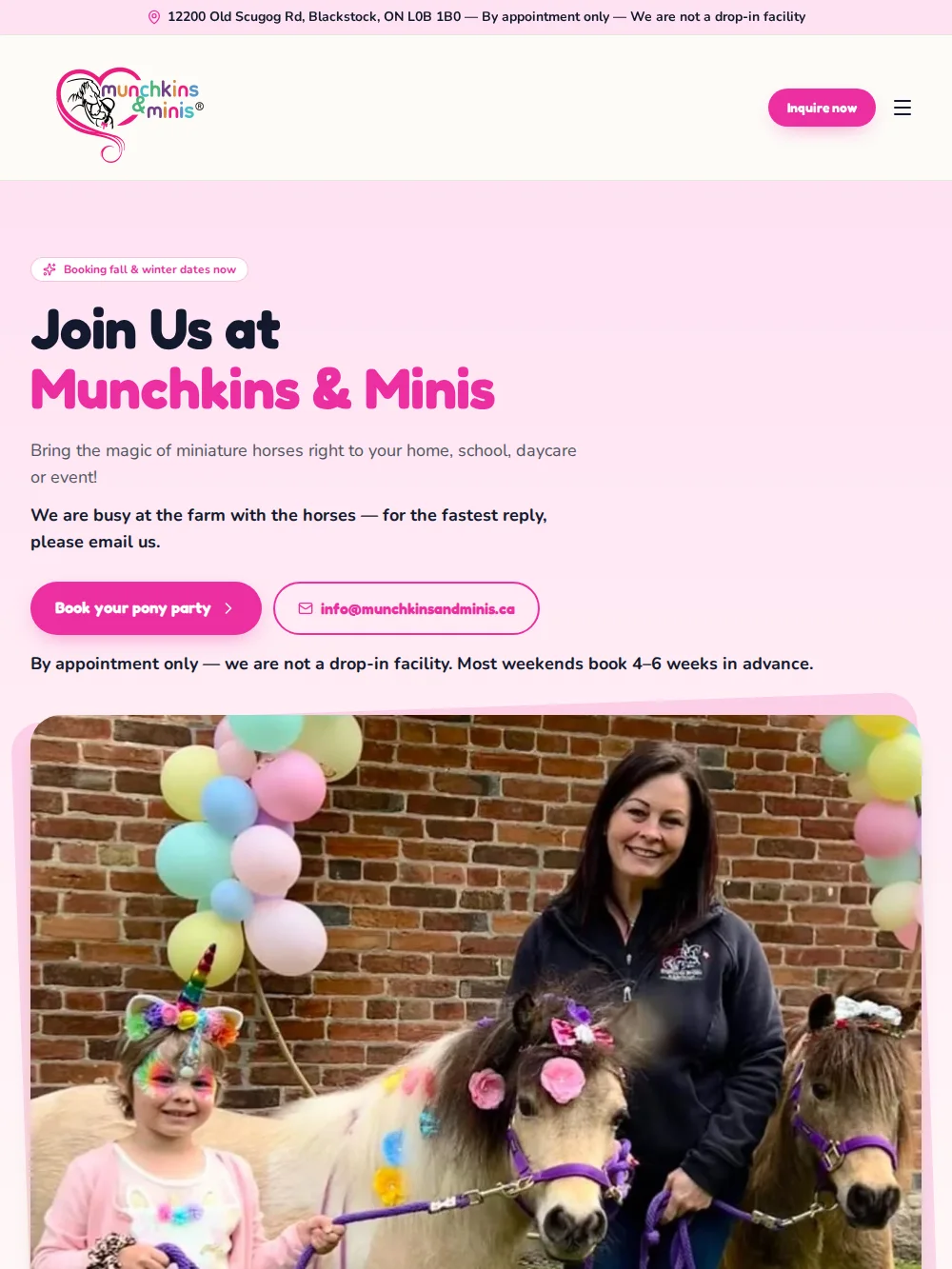 Munchkins & Minis tablet homepage