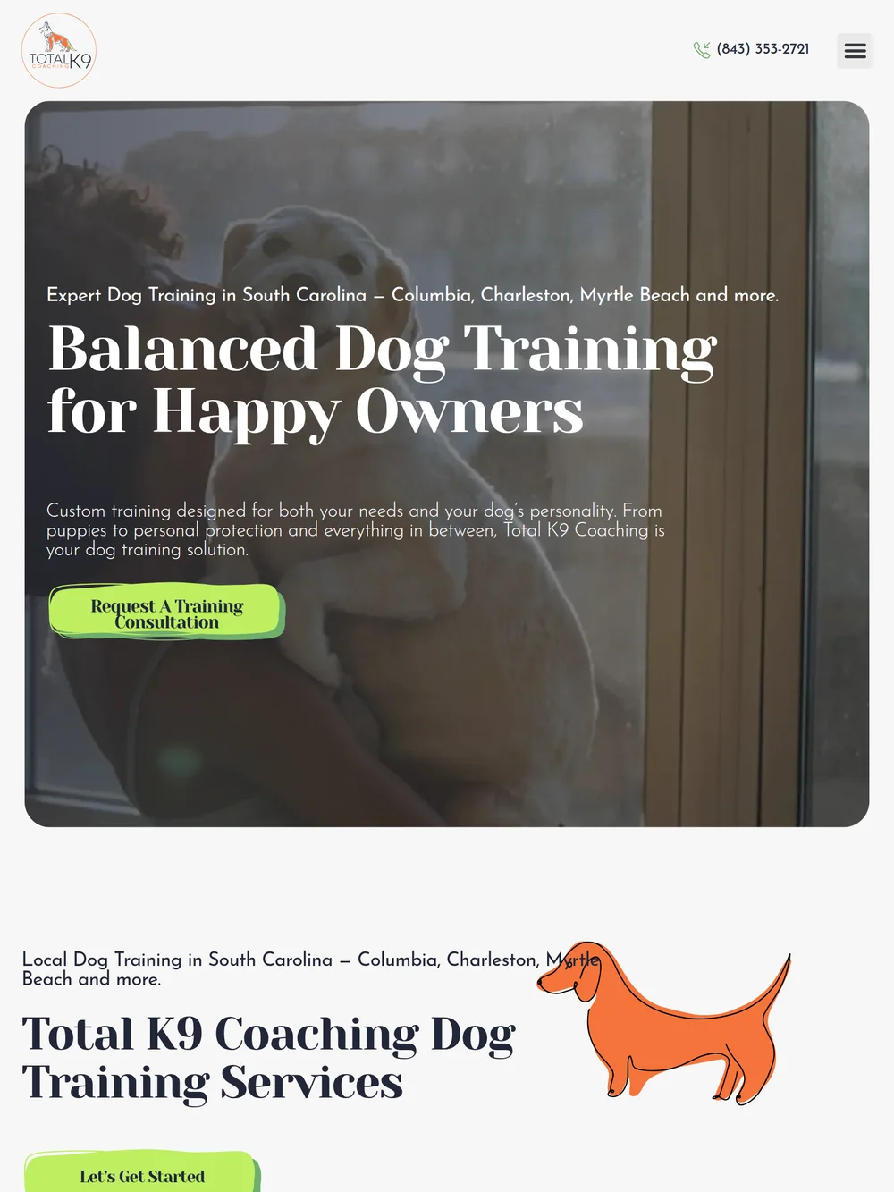 Total K9 Coaching tablet homepage