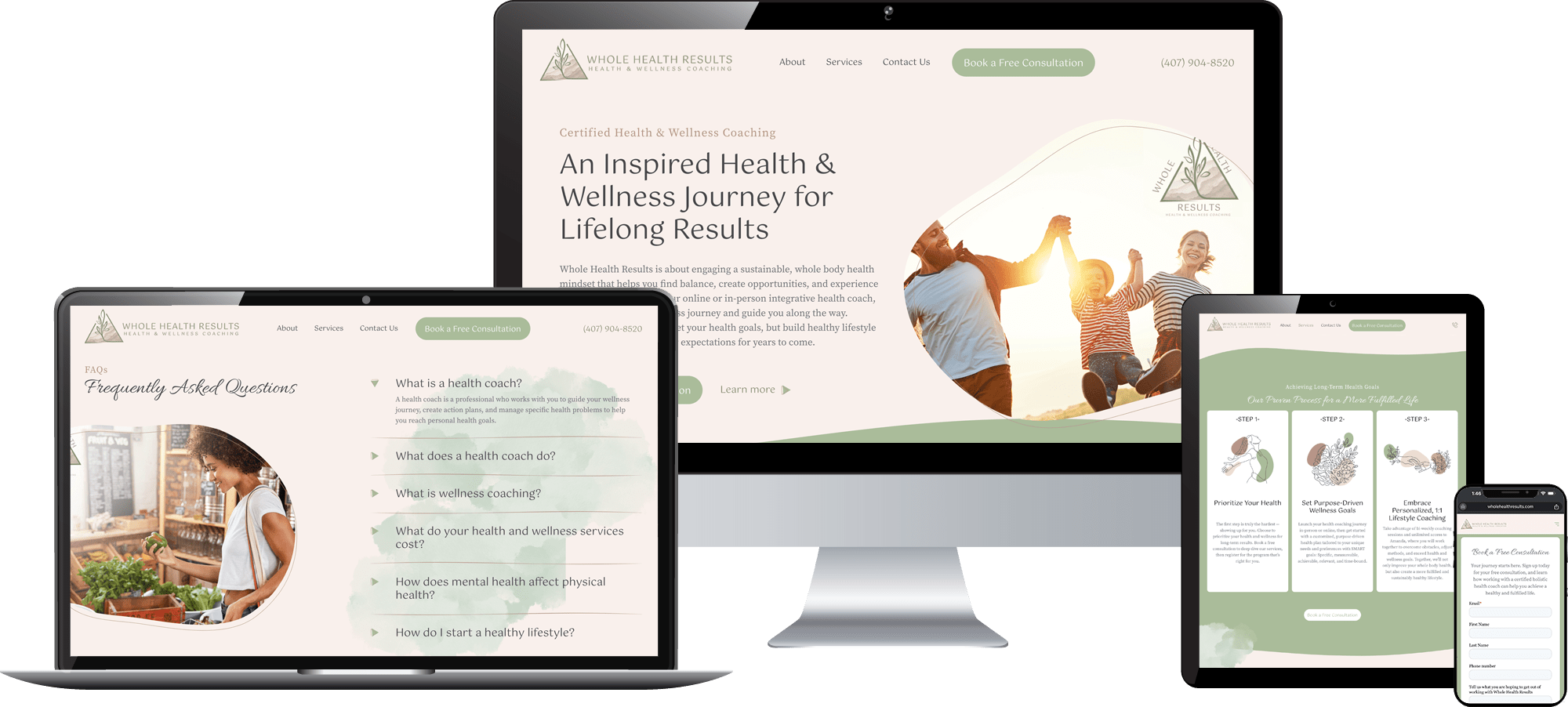 whole health results - health coach web design - responsive web design