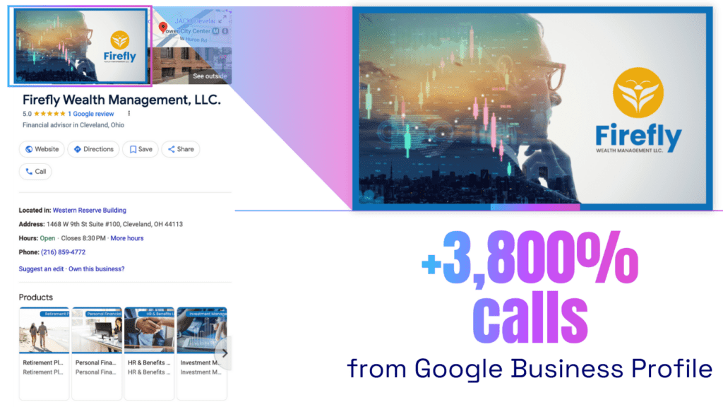 financial advisor marketing agency - firefly wealth management - ohio - google business profile local business listing - boost local marketing agency