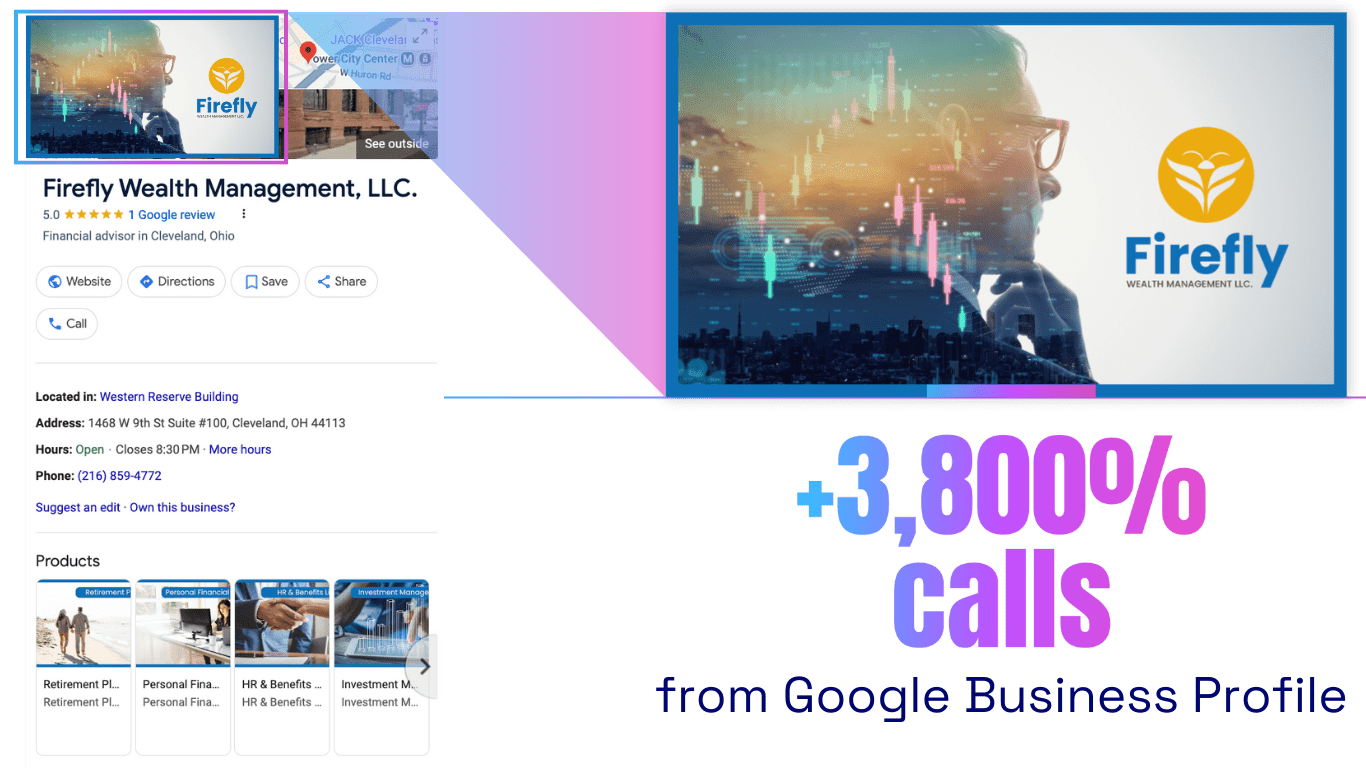 financial advisor marketing agency - firefly wealth management - ohio - google business profile local business listing - boost local marketing agency