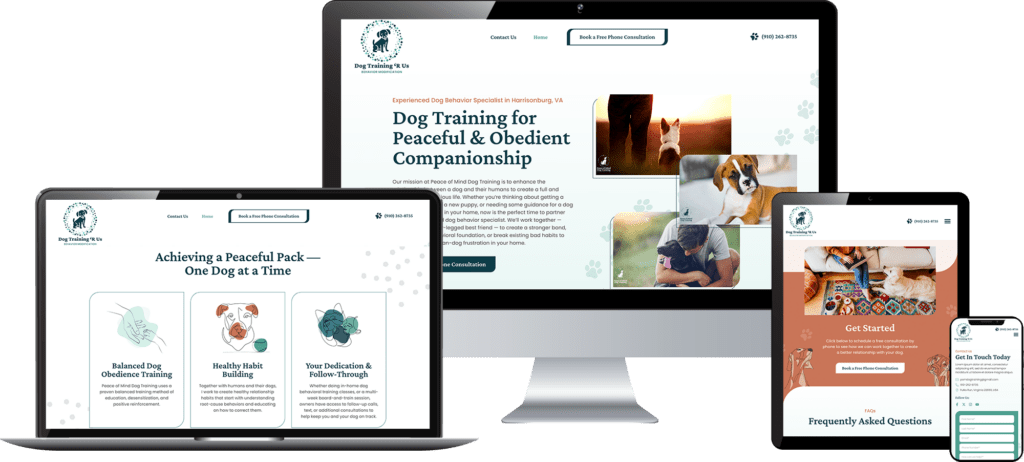peace of mind dog training - website design - boost local small business marketing agency