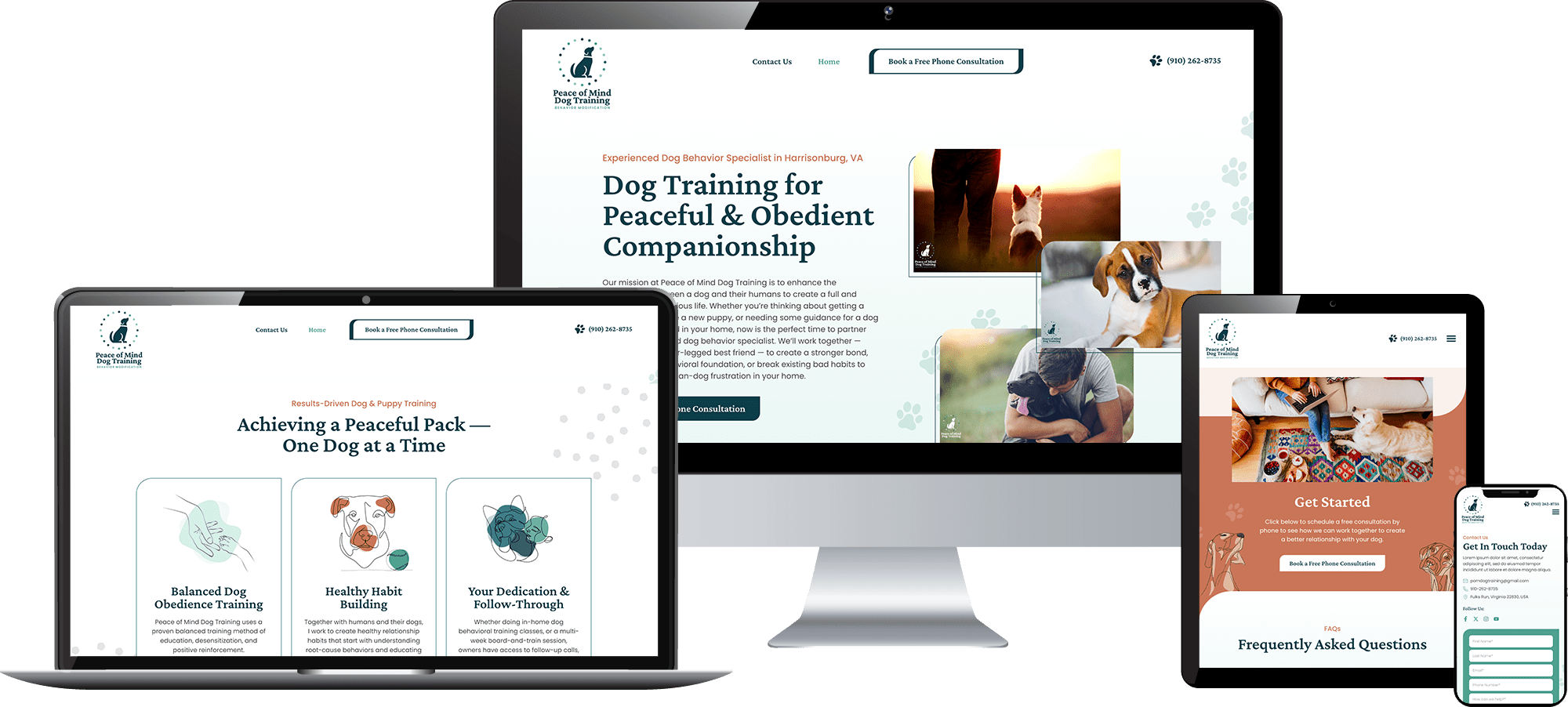 peace of mind dog training - website design - boost local small business marketing agency