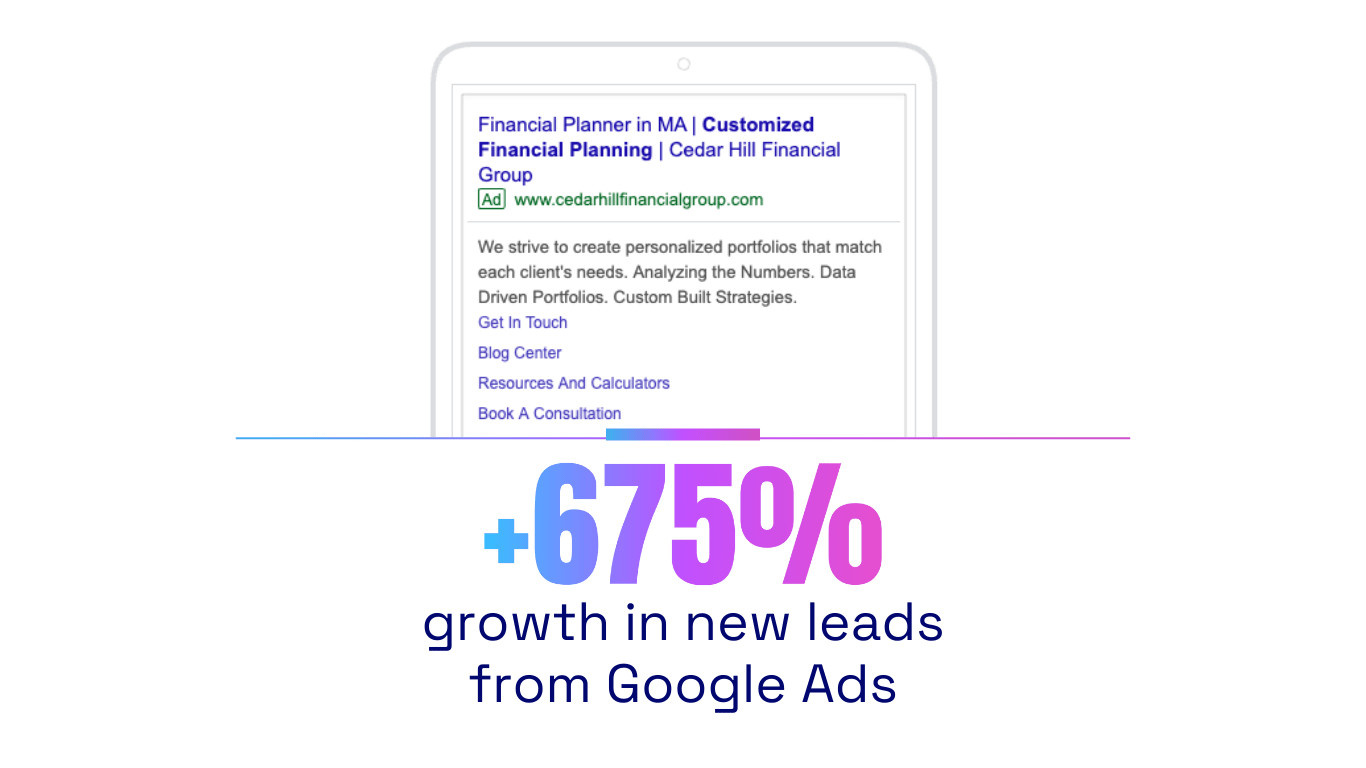 cedar hill financial group - financial services marketing - google ads management - boost local small business marketing agency