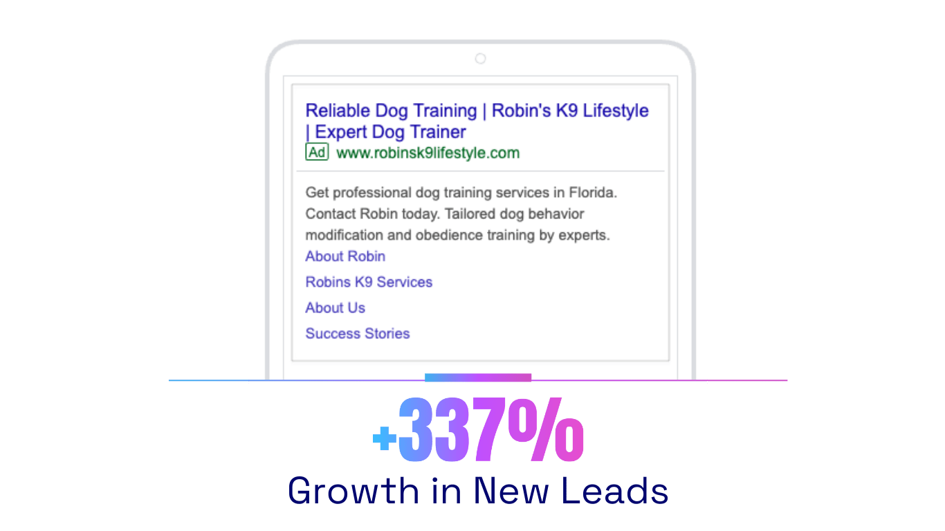 robin's k9 lifestyle - dog trainer marketing - google ads
