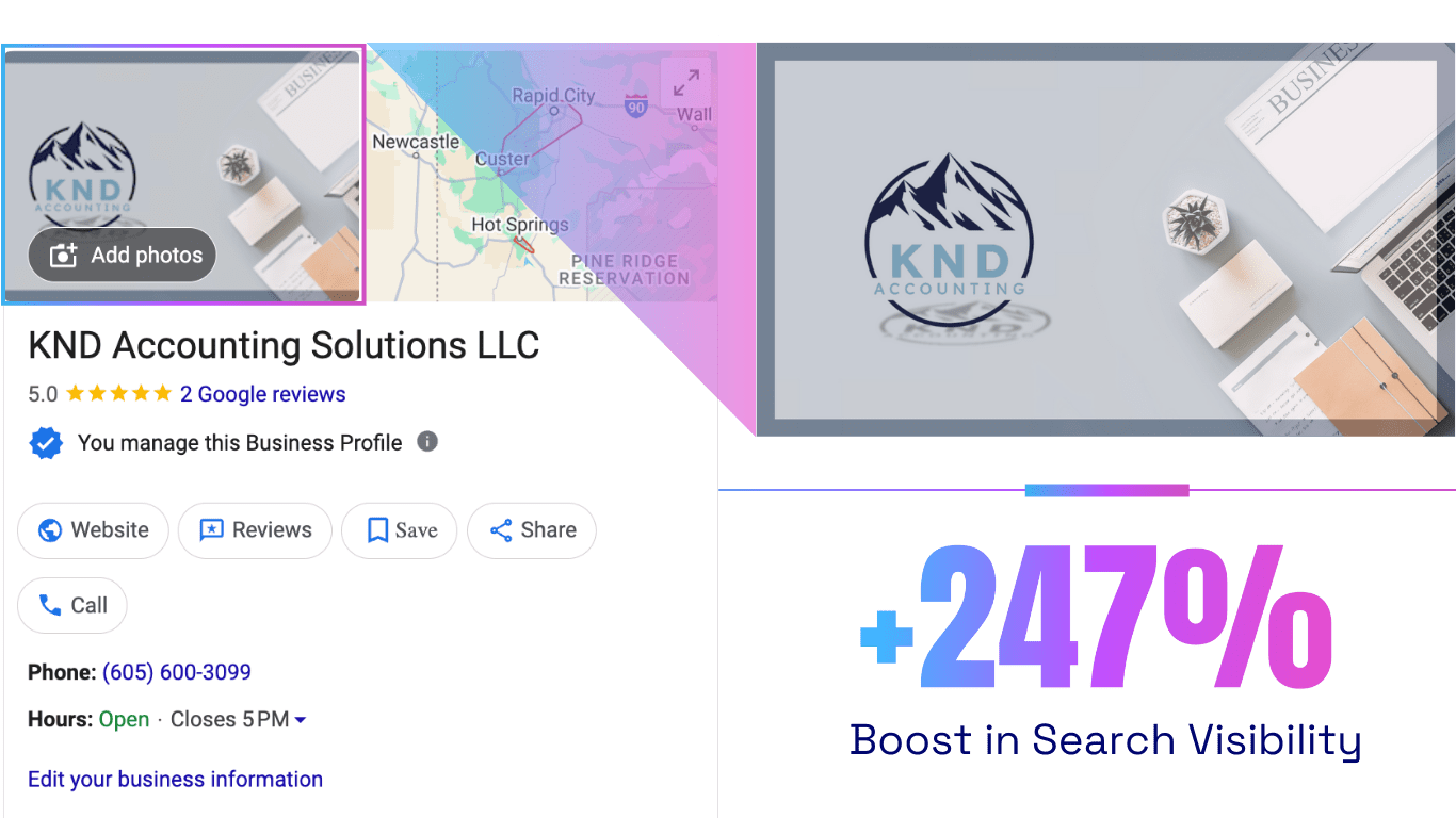 knd accounting solutions - bookkeeper marketing - google business profile branding - boost local small business marketing agency