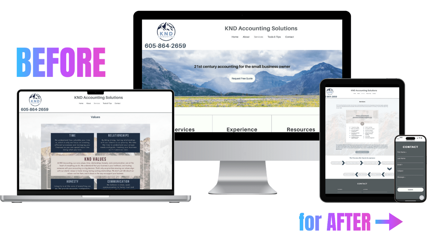 knd accounting solutions - bookkeeper marketing - before website design