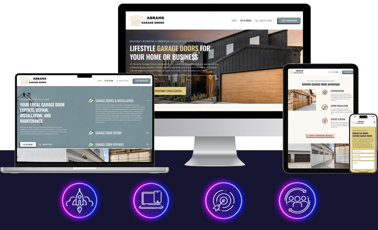 abrams garage doors - garage door marketing - branding - web design - boost local small business marketing agency