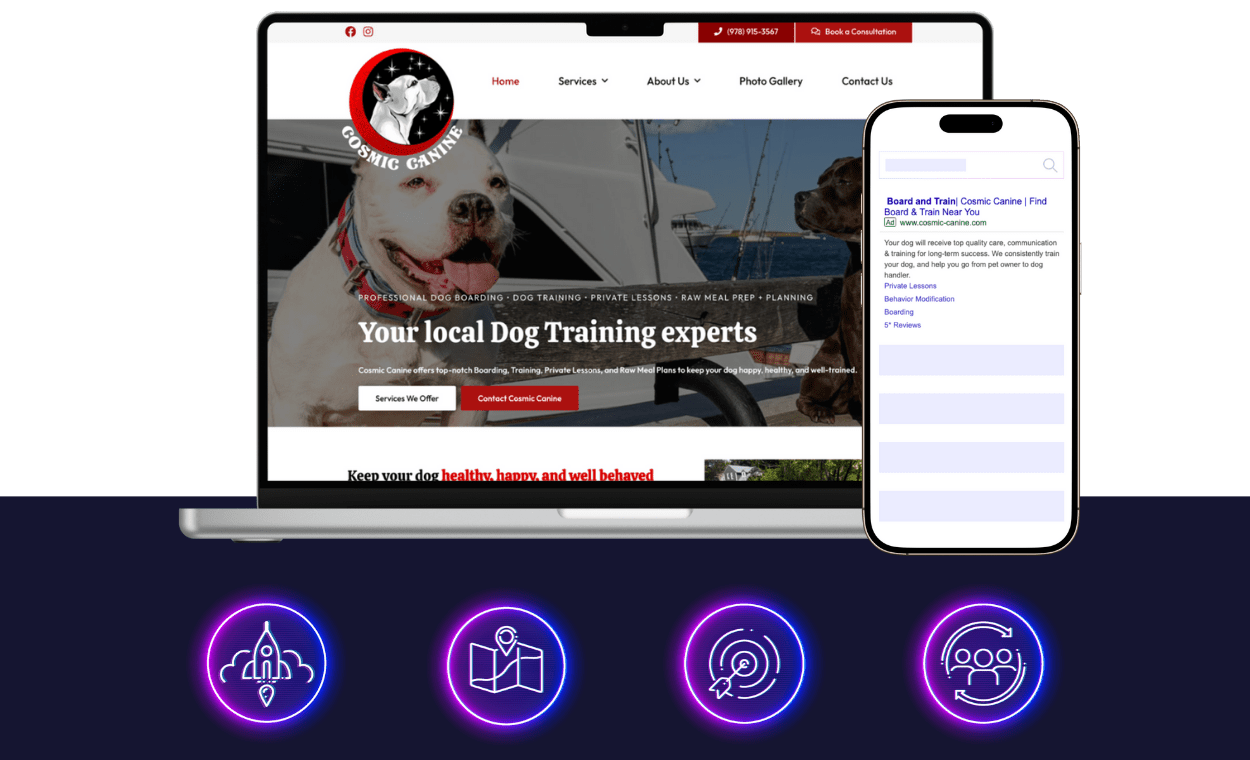 cosmic canine - dog trainer marketing - pet care marketing - boost local small business marketing agency