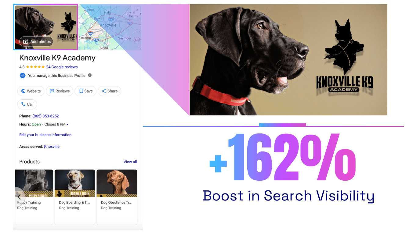knoxville k9 academy google business profile results