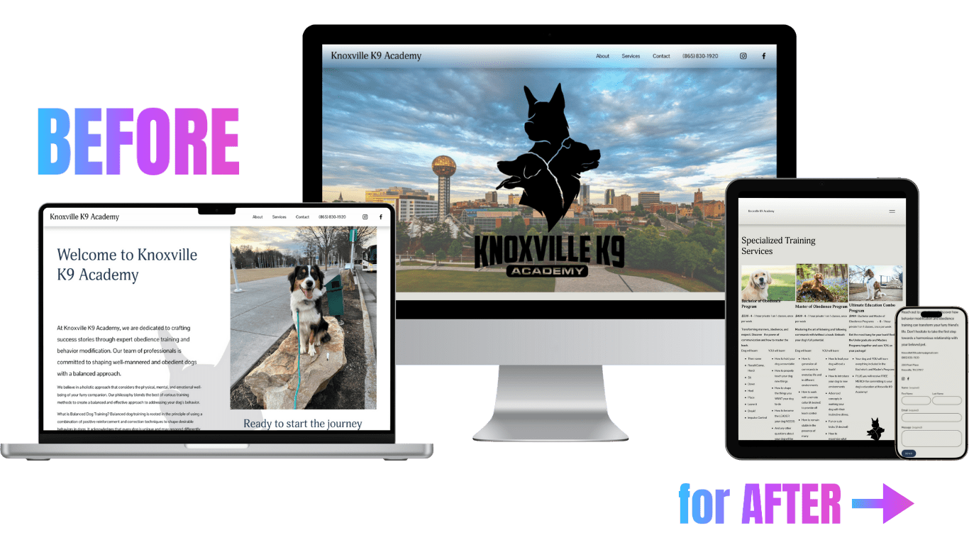 knoxville k9 academy web design before