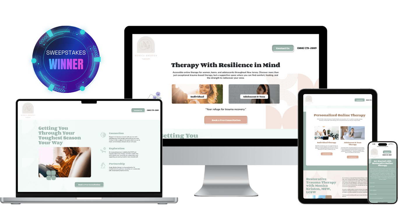 monica kristen therapy - sweepstakes winner - boost local small business marketing agency - therapist marketing and web design