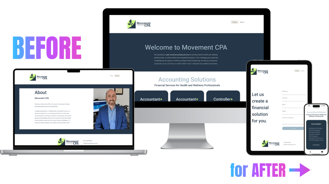 movement cpa - accounting marketing - boost local small business marketing - accounting firm web design - before redesign