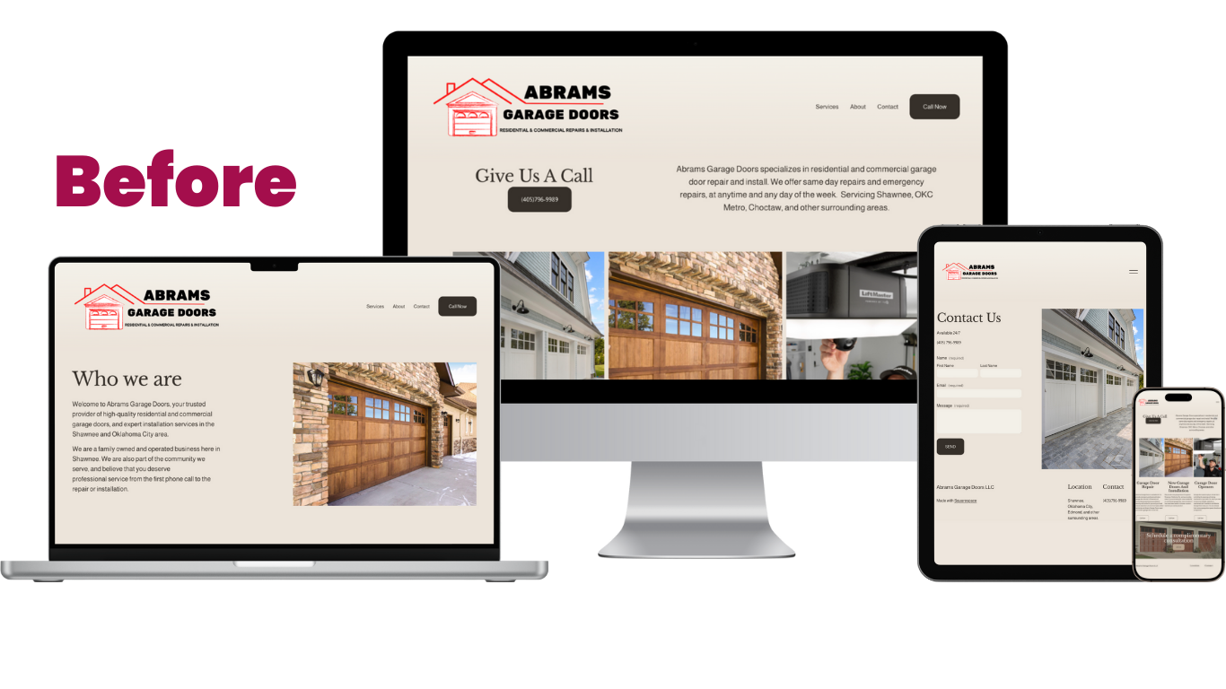 abrams garage doors - website before