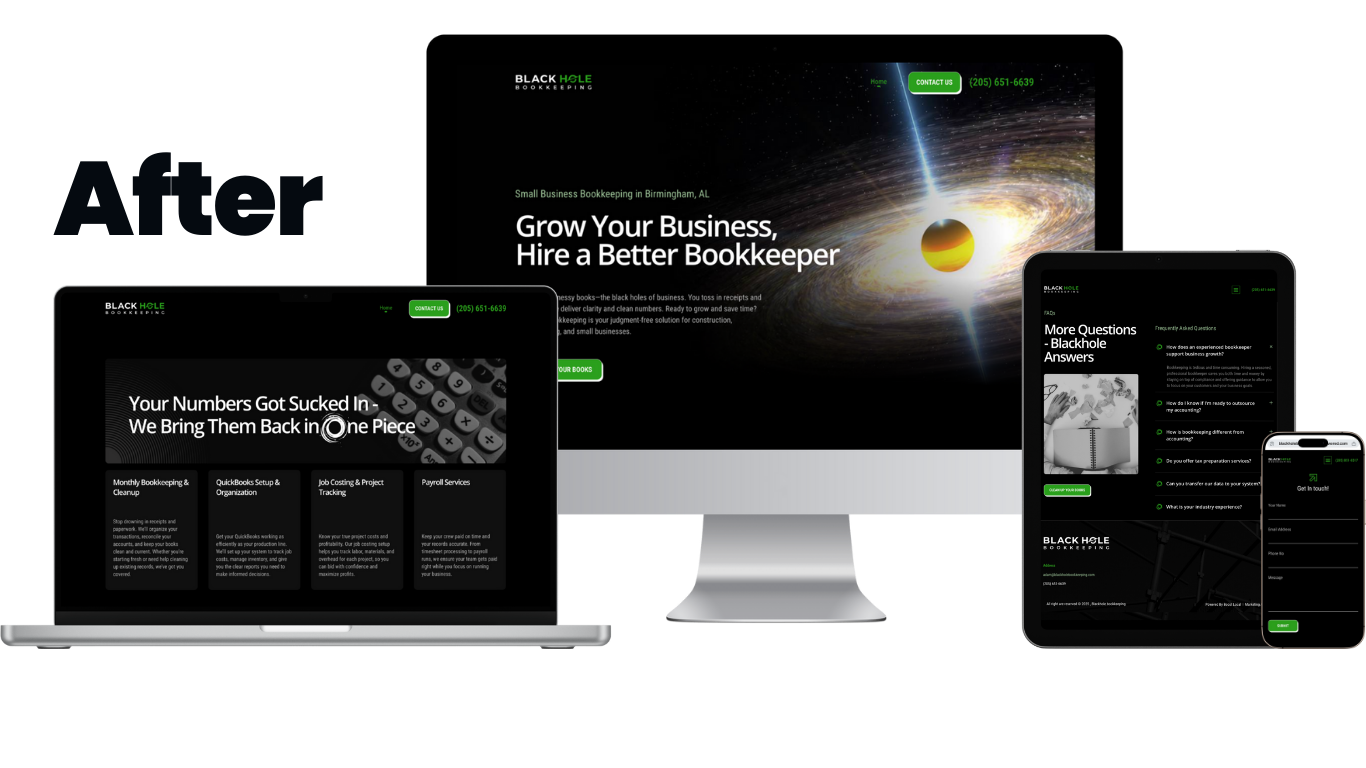 black hole bookkeeping - web design