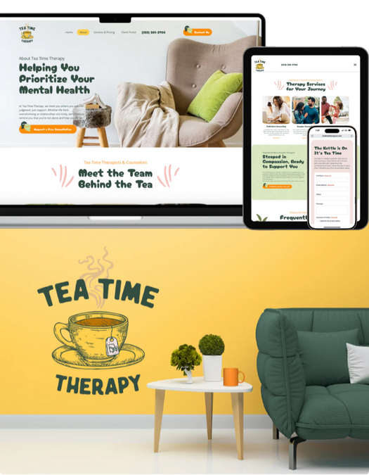 boost local work - therapist website design - tea time therapy