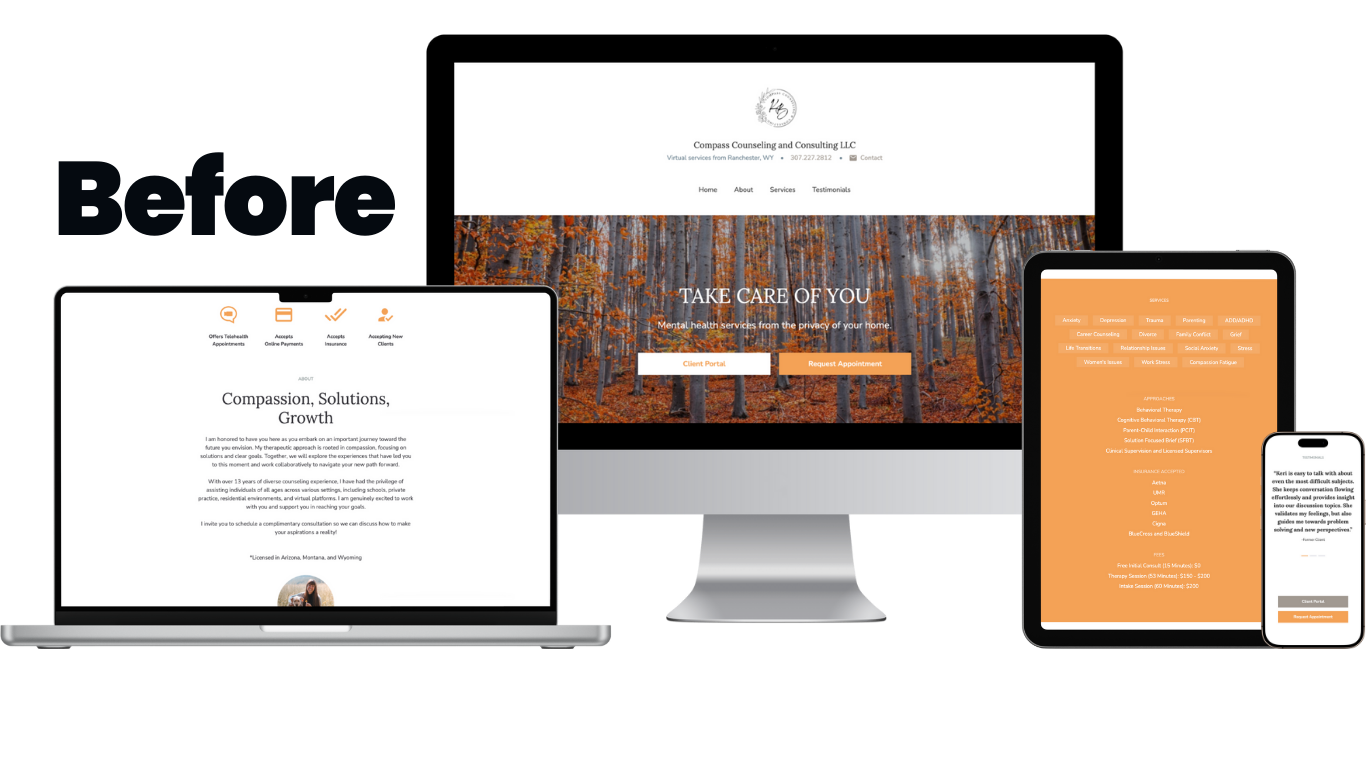 compass counseling - therapist web design