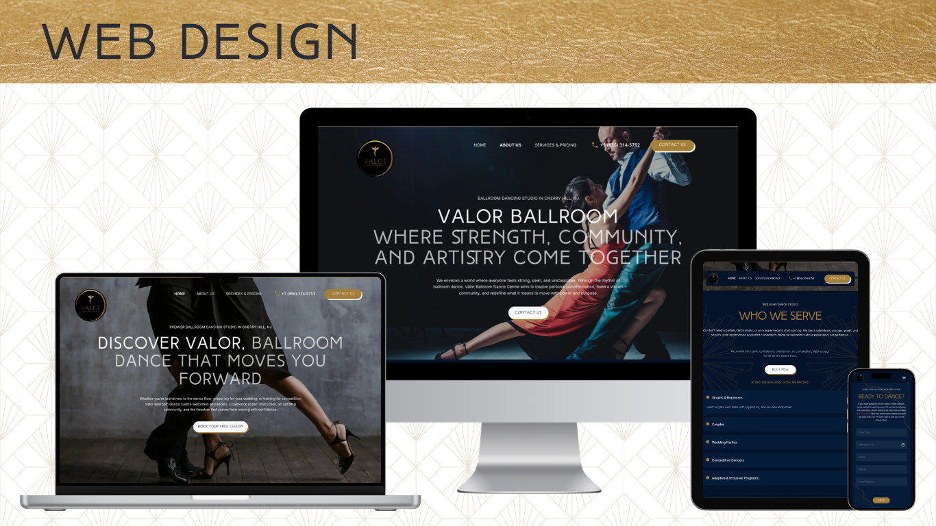 valor ballroom dance centre - dance studio marketing - branding and web design