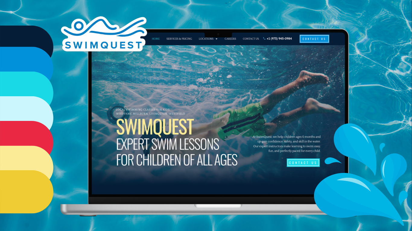 swimquests swim school - marketing case study - swim school branding