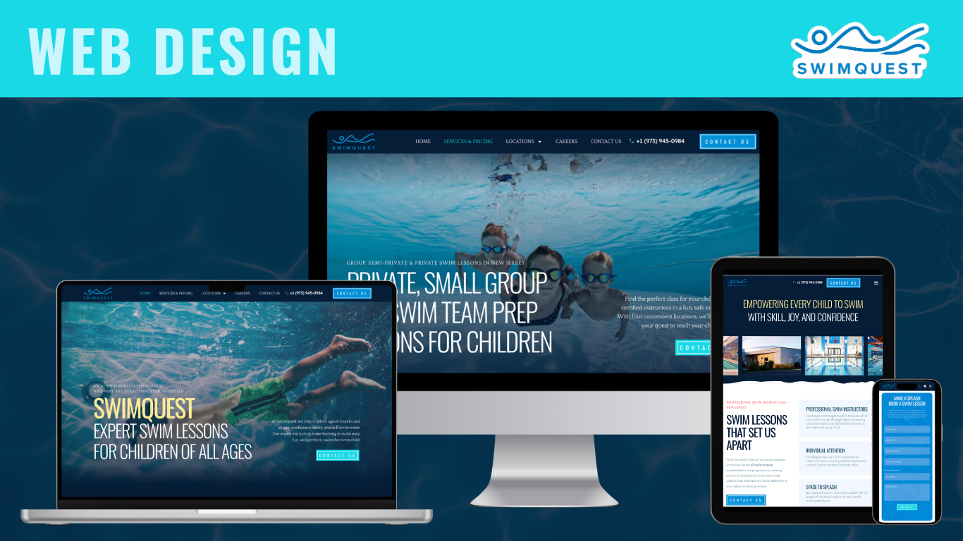 swimquests swim school - marketing case study - swim school branding