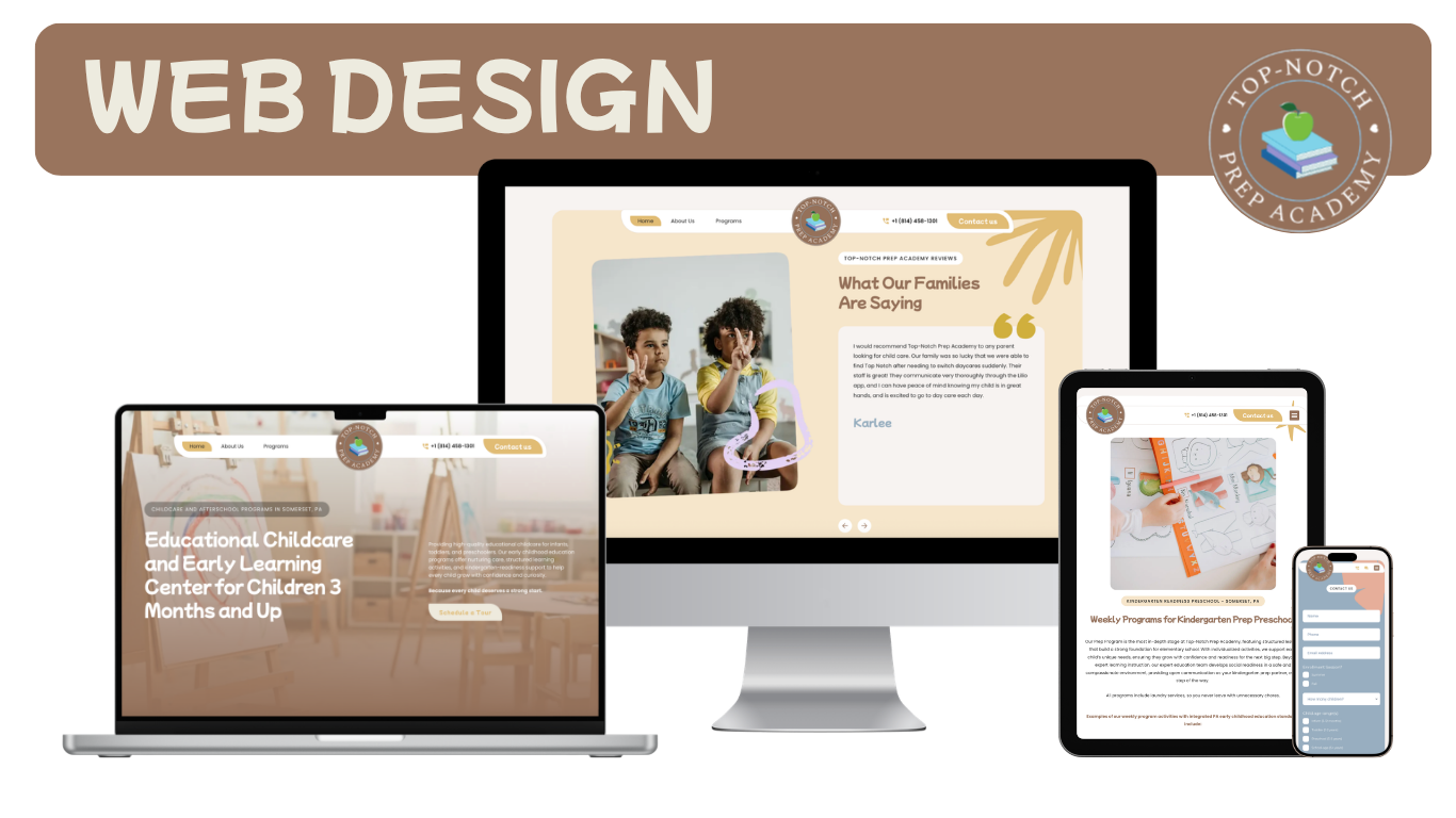 top-notch prep academy - marketing case study - childcare branding